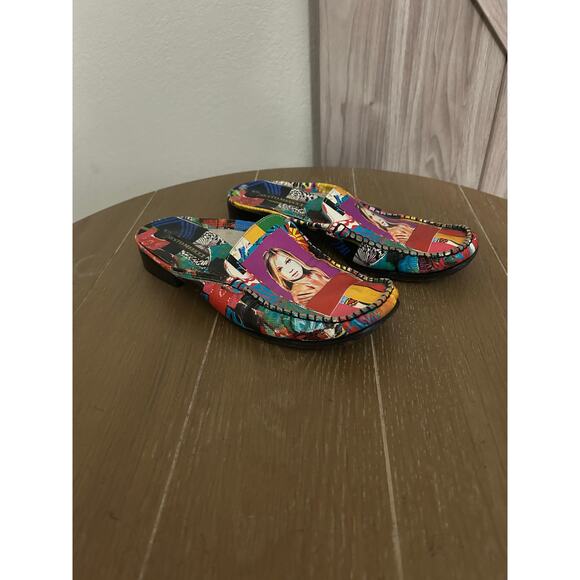 Sesto Meucci VTG leather mules 8.5 vibrant graphics - Picture 1 of 7